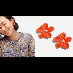NWOT J.Crew Acetate Flower Earrings w/ Pave detail
